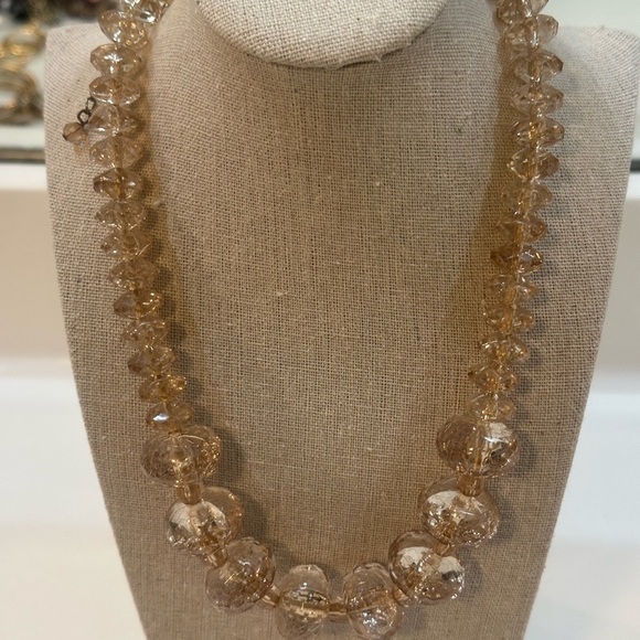 Lydell NYC Champagne Faceted Chunky Beaded Statement Necklace | Graduated 16”L - Picture 11 of 11